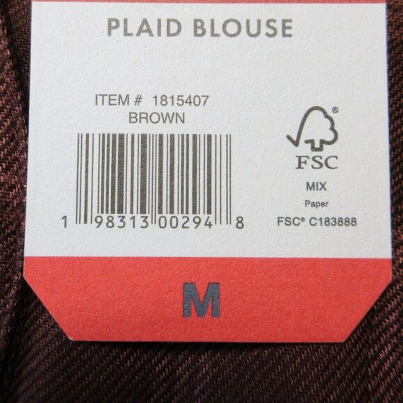 WRANGLER Brown Rust Plaid Blouse Womens Size M (8-10) Popover Top Shirt NWT - Picture 6 of 13